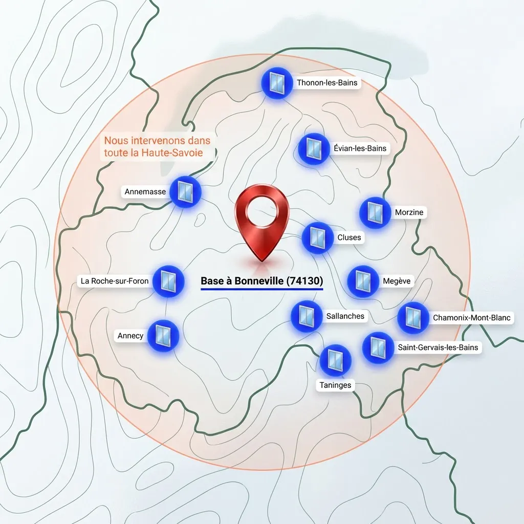 Carte zone d'intervention VITOR — Haute-Savoie (74)