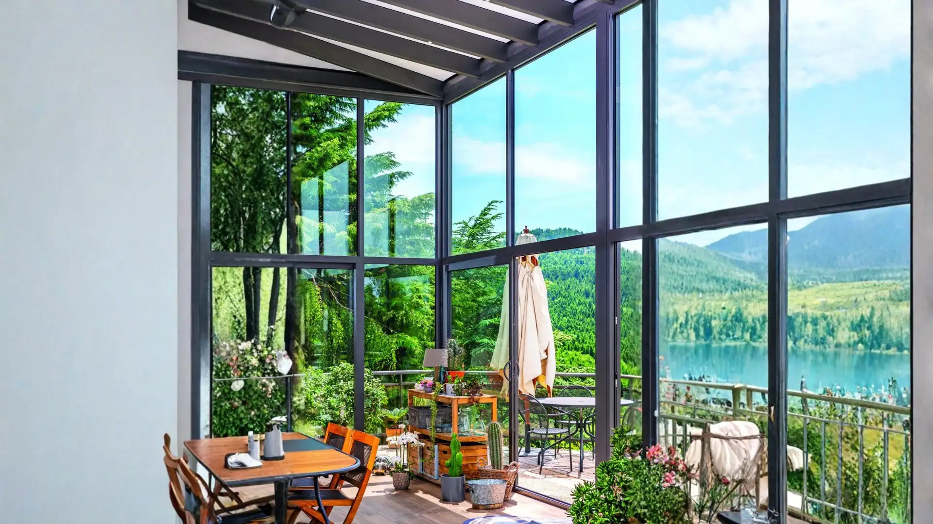 Véranda lumineuse extension tout verre